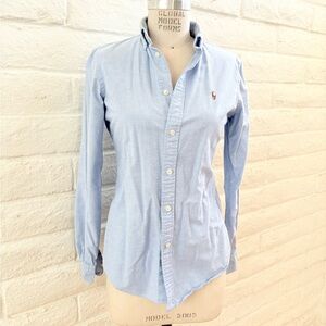 Fitted Blue Button Top